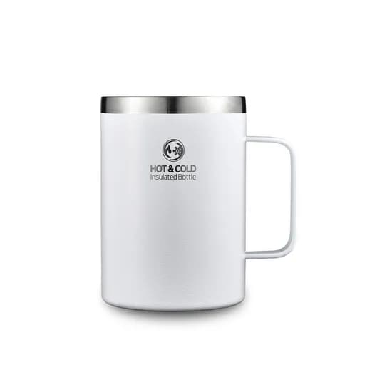 라이븐스 스텐 304 보온보냉 손잡이 머그컵, 화이트, 550ml, 1개