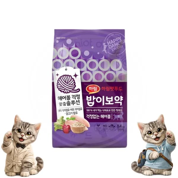 하림펫푸드 밥이보약 고양이 사료 헤어볼 3.4kg 1개