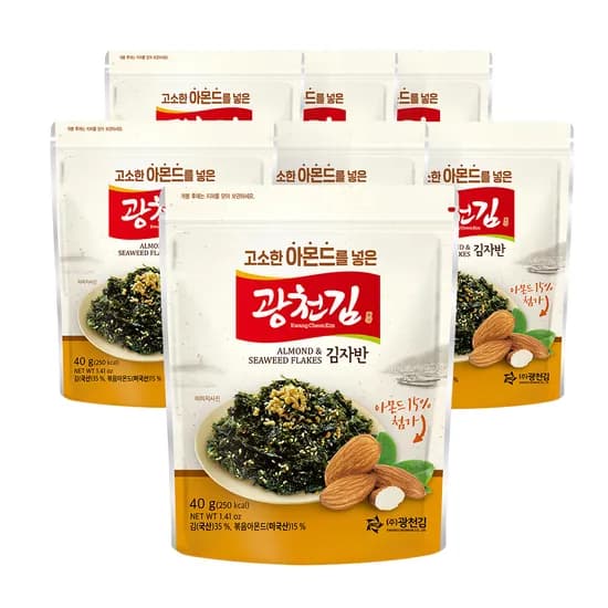 광천김 고소한 아몬드를 넣은 김자반, 40g, 7봉, 1개