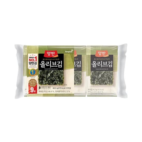 동원 양반 올리브김 식탁김, 4.5g, 9봉, 4개