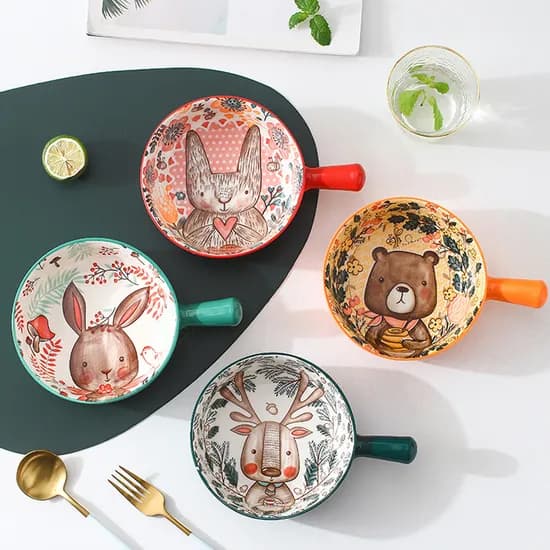 티온스 손잡이 앞접시 그릇, T42, 레드, 혼합, 1개