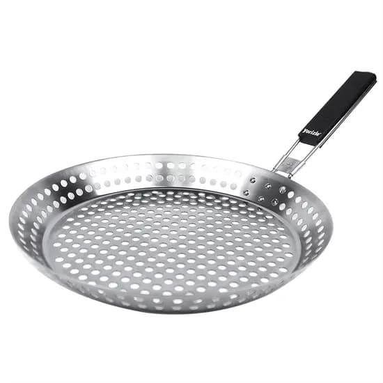 캠핑 그릴 스테인레스 접이식 직화구이 BBQ요리즐타공후라이팬, 1개