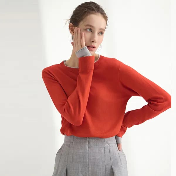 COZYLOOK 여성 레이어드 간절기 니트 레드오렌지 88