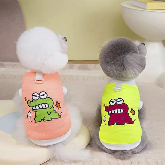 후쿠호 반려동물 강아지 악어캐릭터 티셔츠, 형광, 2XL, 1개
