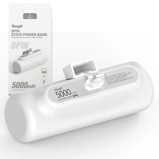 서가,미니 거치대 보조배터리,5000mAh,8핀,화이트,1개