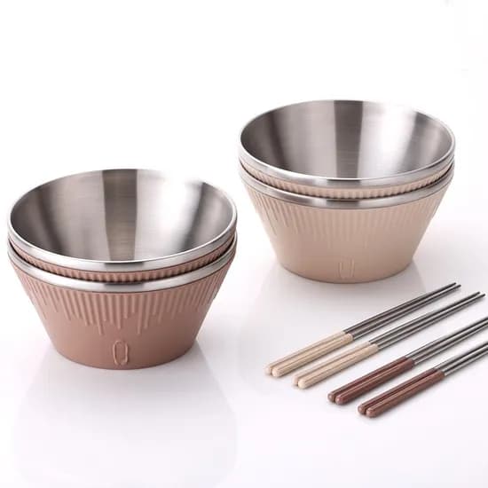 쉬젤 러반 포케볼 + 젓가락 세트, 기본, 포케볼 18cm 4개 + 젓가락 4개, 8피스