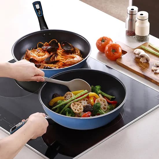 철수세미 3천번 견딘,도루코 마이셰프 애쉬블루 프라이팬 2종세트 (팬28+궁중28), 애쉬블루 프라이팬 2종세트(팬28+궁중28)