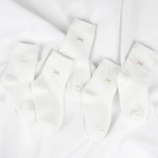 유아 아동 양말 리본 골지 중목, S, 혼합, 5켤레 세트