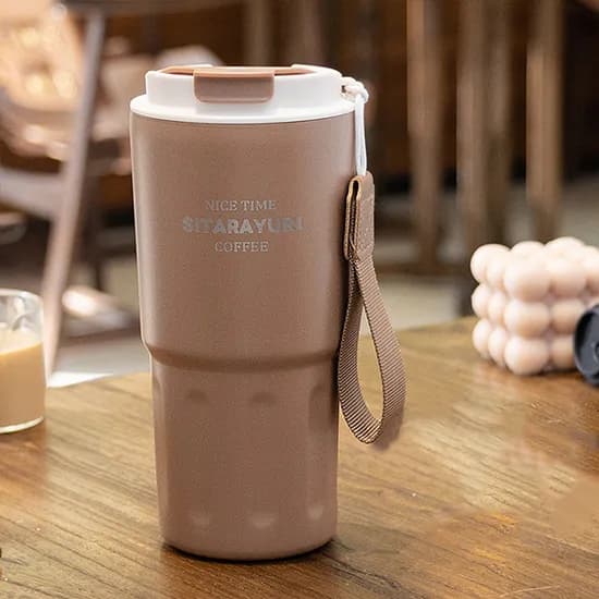 스트랩 텀블러, 브라운, 600ml, 1개