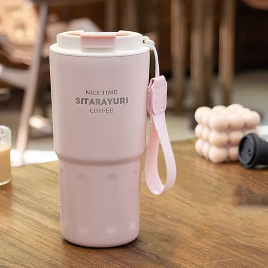 스트랩 텀블러, 핑크, 600ml, 1개