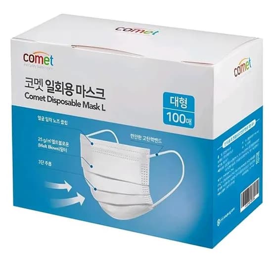 코멧 일회용 마스크 화이트 100개입 1개