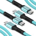 서가 60W PD 메탈 패브릭 CtoC타입 초고속 충전 케이블, 민트, 1.5m, 2개
