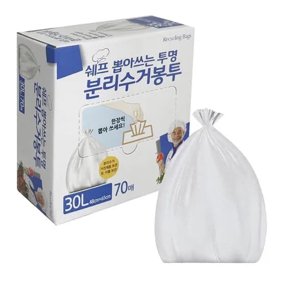 쉐프 뽑아쓰는 투명분리수거봉투, 30L, 70매, 1개