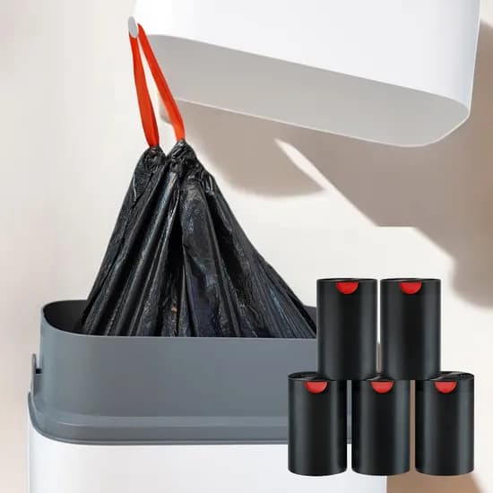 헤이까야 끈달린 쓰레기 비닐봉투 12L 블랙 5롤 1개