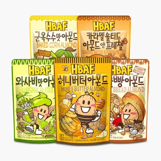 HBAF 시즈닝 아몬드 허니버터 120g 1개 외 4종 1세트