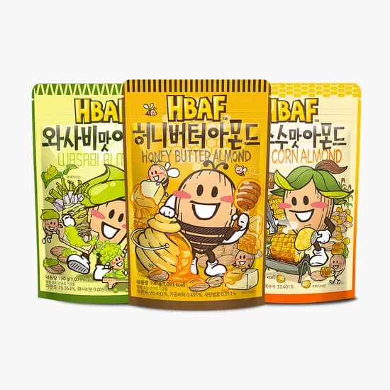 허니버터 와사비 군옥수수 아몬드 세트, 190g, 3봉