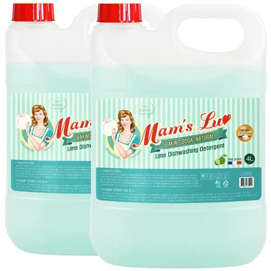 맘스럽 저자극 라임향 과일야채세척 주방세제, 4L, 2개, 리필용기 1개