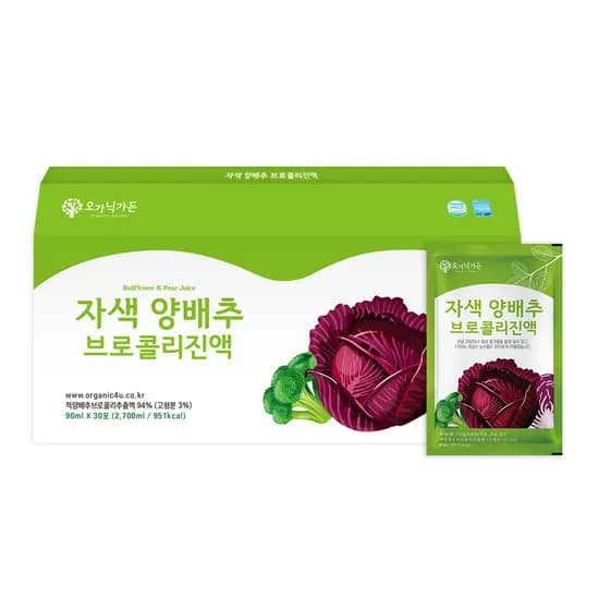 오가닉가든 자색양배추 브로콜리진액 90ml 30포 1박스