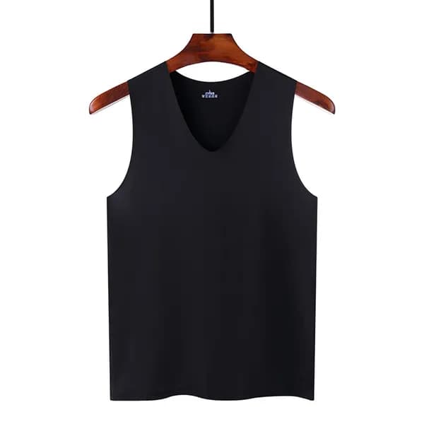 남성 쿨링 심리스 브이넥 나시, 블랙, 3XL, 1개