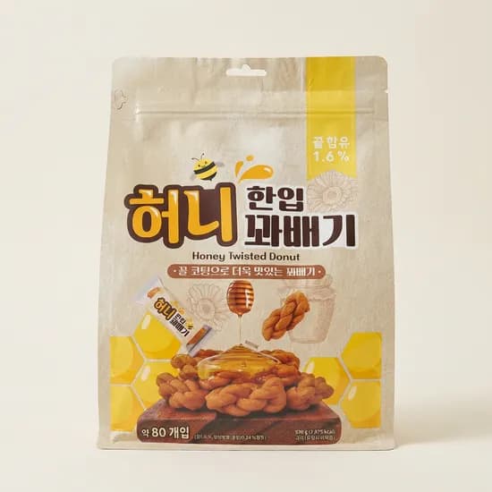 허니 한입꽈배기 520g 미니꽈배기 낱개포장 약 80개입