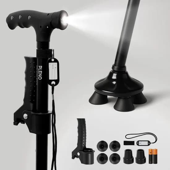 3단 LED 초경량 접이식 네발 지팡이, 1개