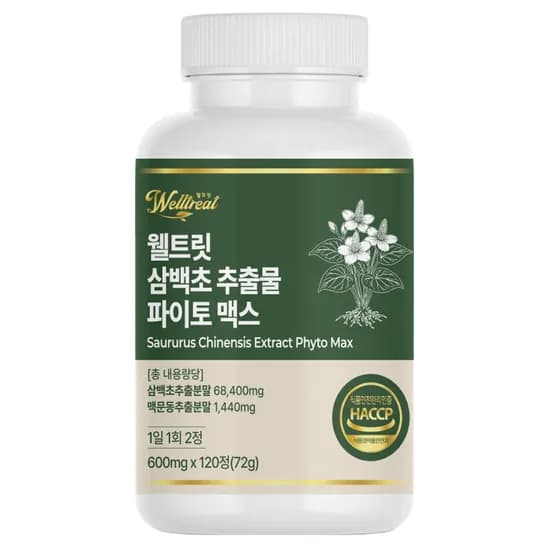웰트릿 삼백초 추출물 파이토 맥스 600mg 120정 1개