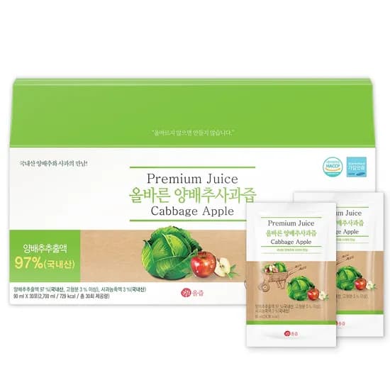 올즙 올바른 양배추사과즙 90ml 30포 1박스