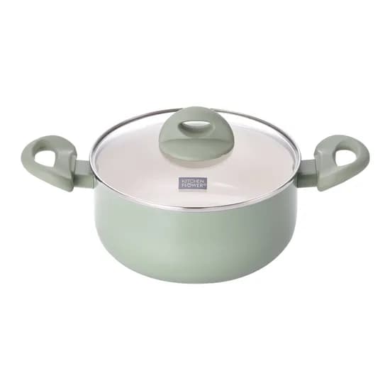 키친플라워 쿠킨 IH 인덕션 칼라냄비 양수, 그린, 20cm, 1개