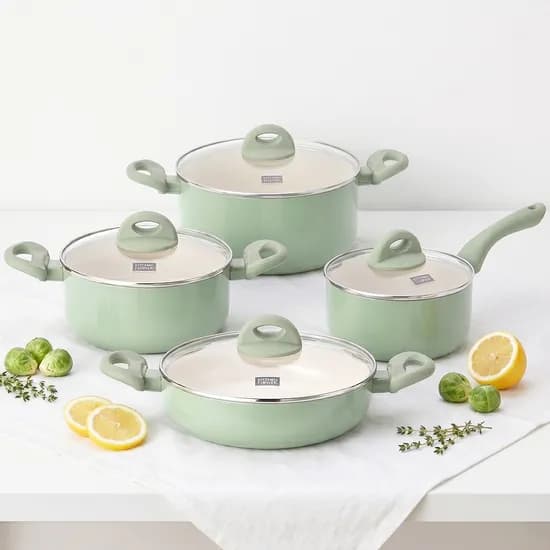 키친플라워 쿠킨 IH 인덕션 칼라냄비 4종 세트, 그린, 18cm, 1개 + 20cm, 1개 + 24cm(양수), 1개 + 24cm(전골), 1개