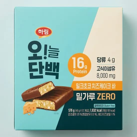 하림 오늘단백 밀크초코 치즈케이크바 ZERO 48g 12개입 22,050원
