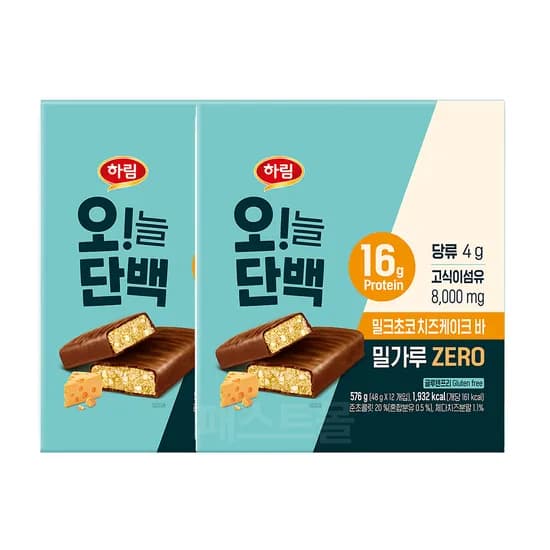하림 오늘단백 밀크초코 치즈케이크바 ZERO 48g 12개입 2개