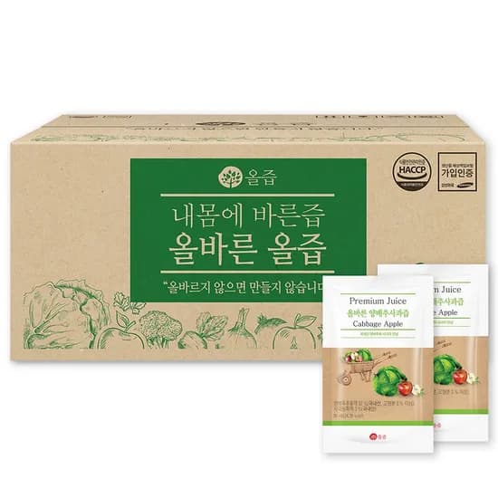 올즙 올바른 양배추사과즙 90ml 100포