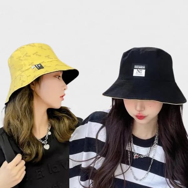 N제로 양면 벙거지모자 여성용 네이비오렌지 1개