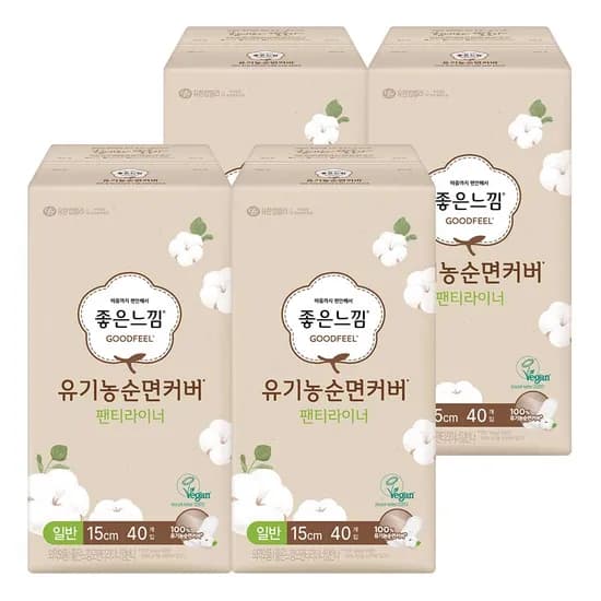 좋은느낌 유기농순면 라이너 일반 40매 4팩