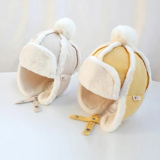 남아 여아 귀달이 방한 항공 겨울 군밤 모자 크림 46~50cm 1개