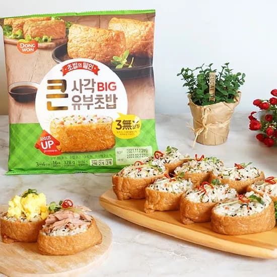 동원 초밥의달인 큰사각 유부초밥 378g 1개