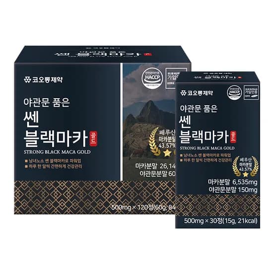 코오롱제약 야관문 품은 쎈 블랙마카 골드, 500mg, 30정, 4개