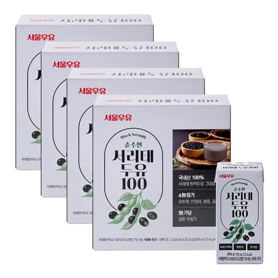 서울우유 순수한 국산콩 서리태 두유 190ml 64개