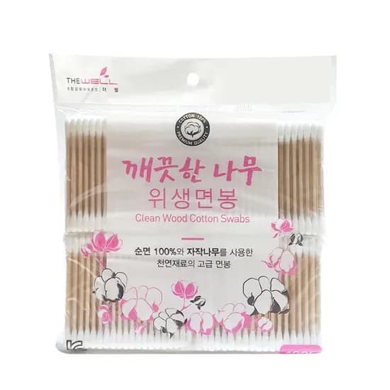 더웰 깨끗한 나무 위생 면봉, 400개입, 1개