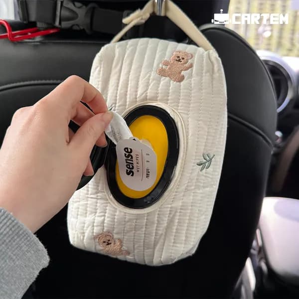 카템 차량용 물티슈 파우치 아기 티슈 커버 베어 케이스 CT215