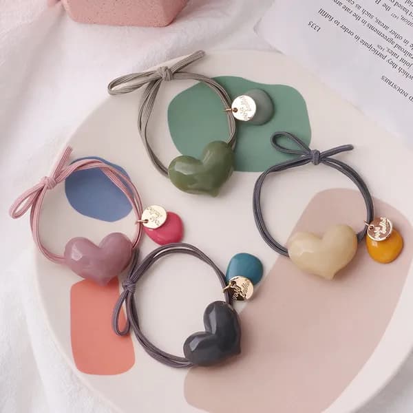 하트 캔디 조약돌 헤어 머리끈 4P 1세트 5,770원