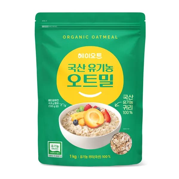 헤이오트 국내산 유기농 오트밀 1kg
