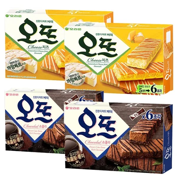 오리온제과 오뜨 쇼콜라 150g 2개 + 오뜨 치즈 144g 2개 1세트 14,500원