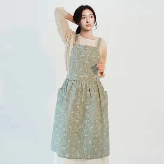 포시엘라 플라워 방수 앞치마 아이보리 1개
