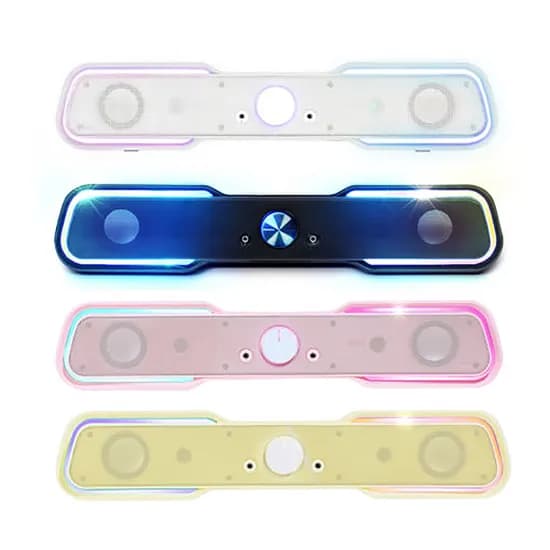 로이체 RGB LED 게이밍 컴퓨터 PC 스피커 사운드바, RSB-G5000-BK, 블랙, 1개