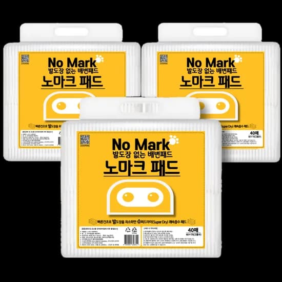 노마크 반려견 강아지 배변패드, 대형 고흡수, 40매, 3개