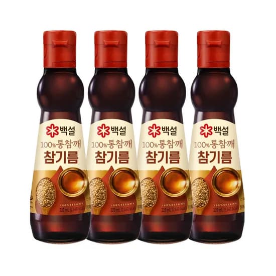 백설 백퍼센트 통참깨 참기름, 320ml, 4개