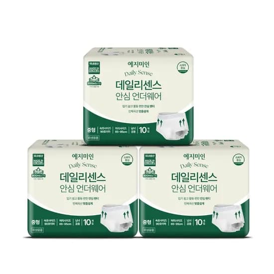 예지미인 데일리센스 요실금 기저귀 팬티형 중형 10개입 3팩