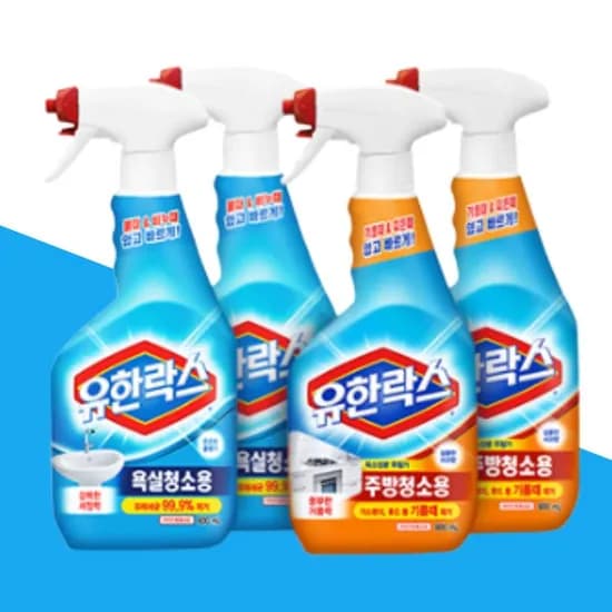 유한락스 욕실청소 600ml 2개 외 주방청소 600ml 2개