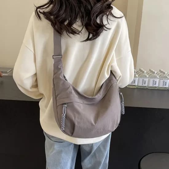 가벼운 포켓 반달가방, 그레이, 1개